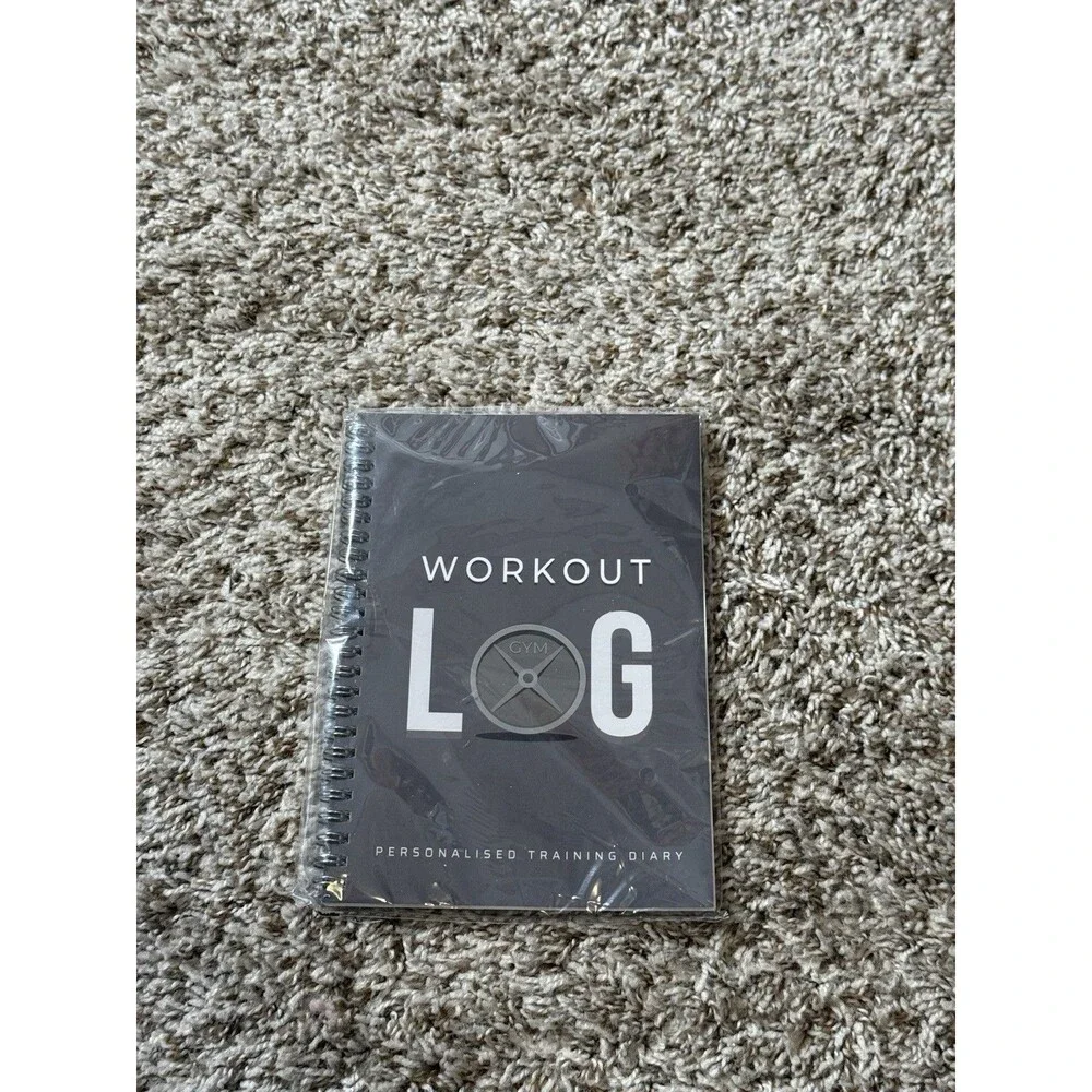 Workout Log Gym Personalised Training Diary Charcoal Gray Spiral Notebook New
